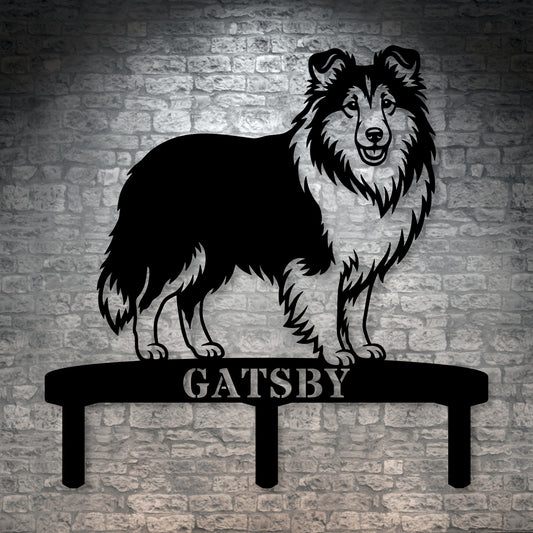 Personalized Shetland Sheepdog Garden Metal Sign With Stakes. Custom Dog Plaque Name Gift