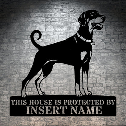 Dobermann Guard Dog Name Metal Sign. Custom Dog  Wall Decor