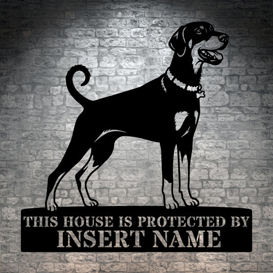 Dobermann Guard Dog Name Metal Sign. Custom Dog  Wall Decor