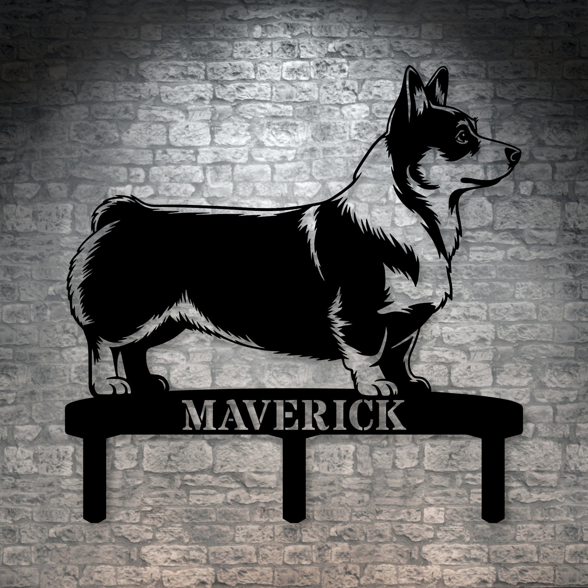 Personalized Corgi Garden Metal Sign With Stakes. Custom Dog Lover Name Gift