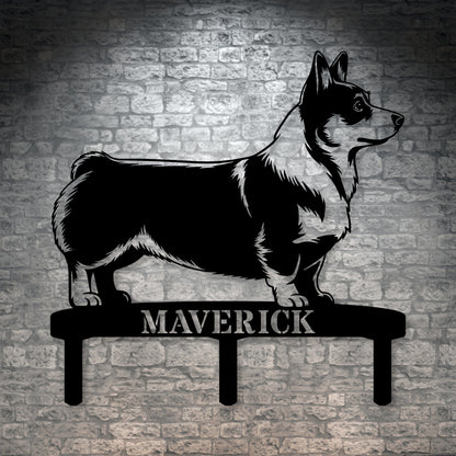 Personalized Corgi Garden Metal Sign With Stakes. Custom Dog Lover Name Gift