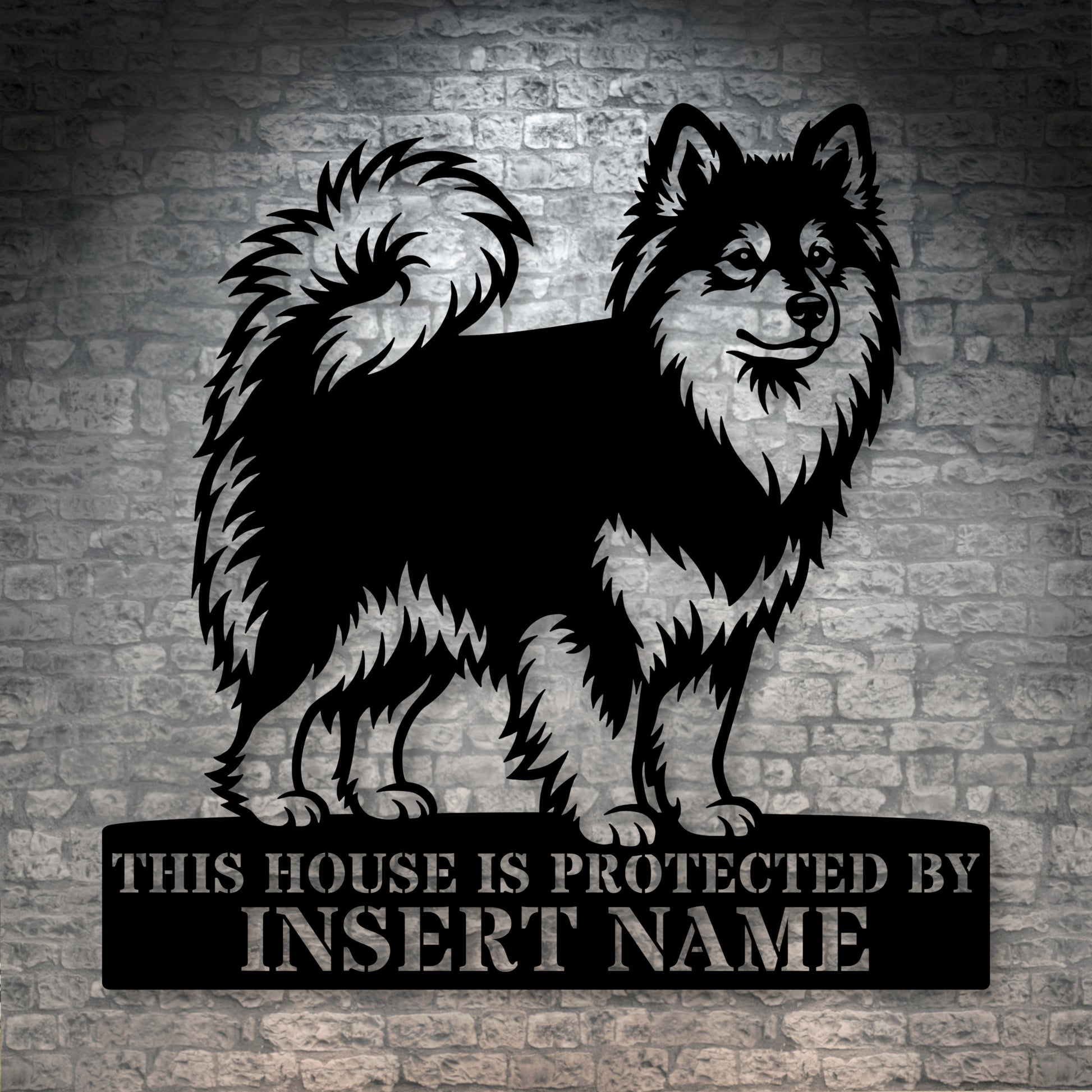 Personalized Finnish Lapphund Guard Metal Sign. Custom Dog Name Wall Decor