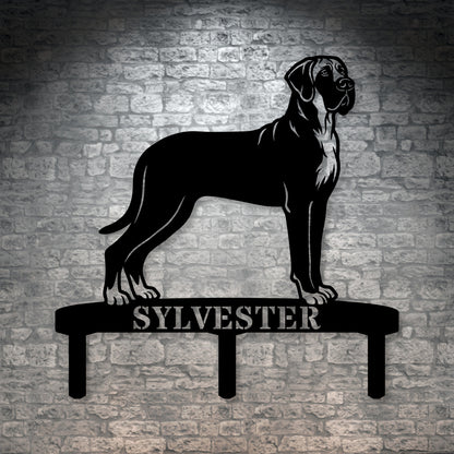 Personalized Granddanois Garden Metal Sign With Stakes. Custom Dog Lover Name Gift