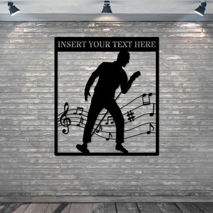 Personalized Male Singer Metal Sign In Black