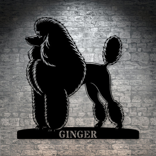 Personalized Dog Name Metal Sign. Custom Poodle Owner Wall Decor Gift