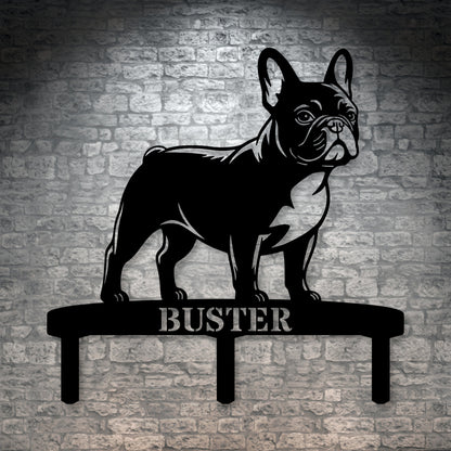 Personalized French Bulldog Garden Metal Sign With Stakes. Custom Dog Lover Name Gift
