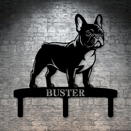 Personalized French Bulldog Garden Metal Sign With Stakes. Custom Dog Lover Name Gift