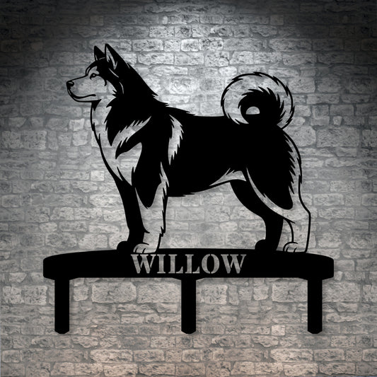Personalized Alaskan Malamute Garden Metal Sign With Stakes. Custom Dog Name Gift