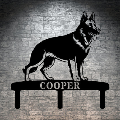 German Shepherd Personalized Garden Stakes Metal Sign Display. Custom Alsatian Name Decor