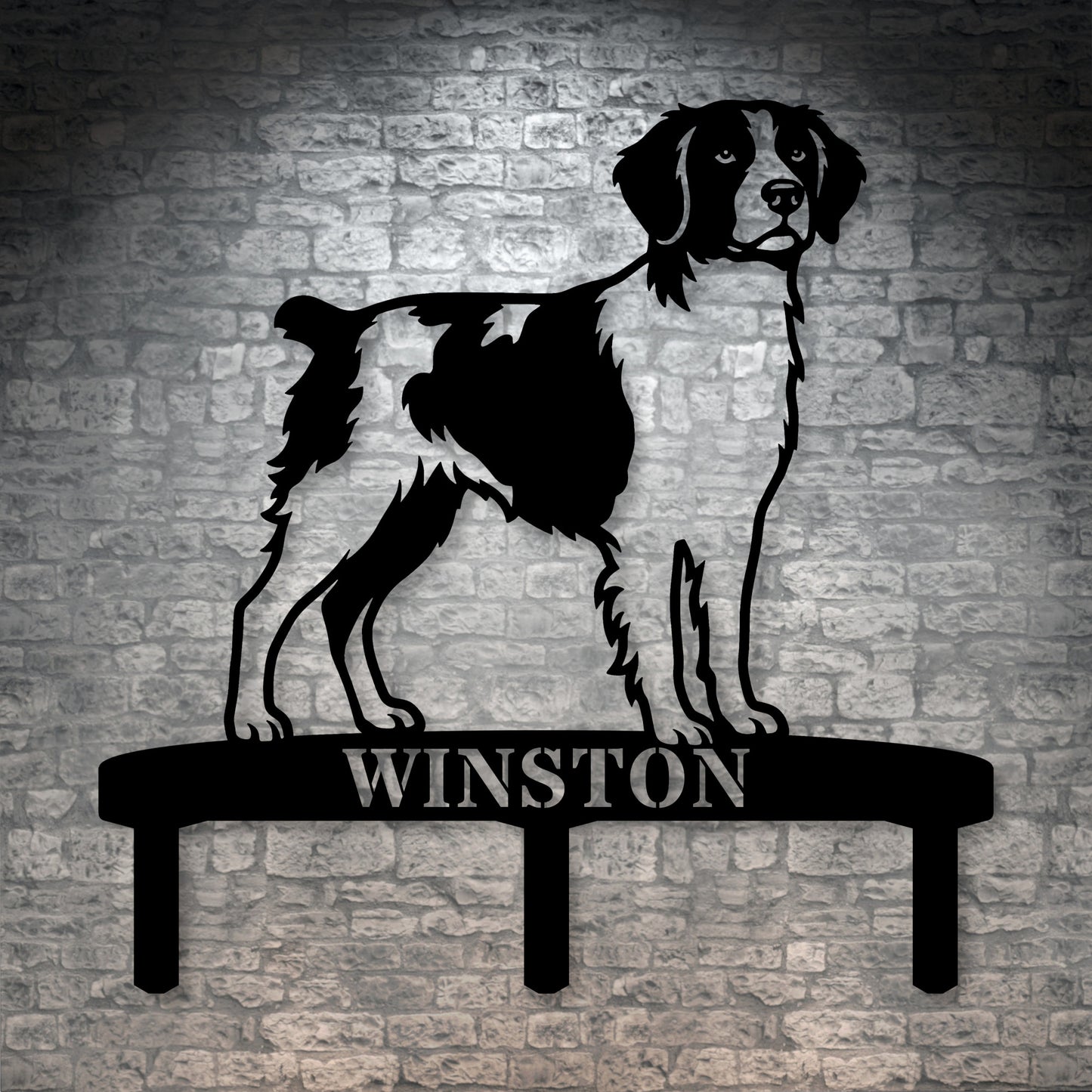Personalized Brittany Dog Garden Metal Sign With Stakes. Custom Dog Lover Name Gift