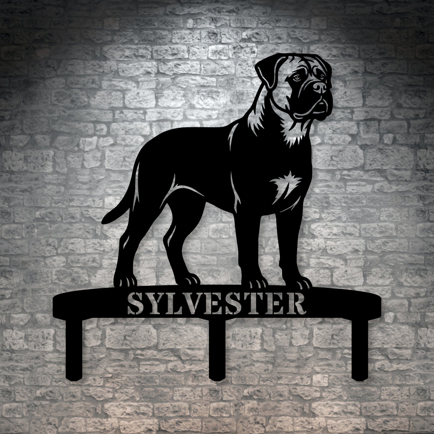 Personalized Bullmastiff Garden Metal Sign With Stakes. Custom Dog Name Gift