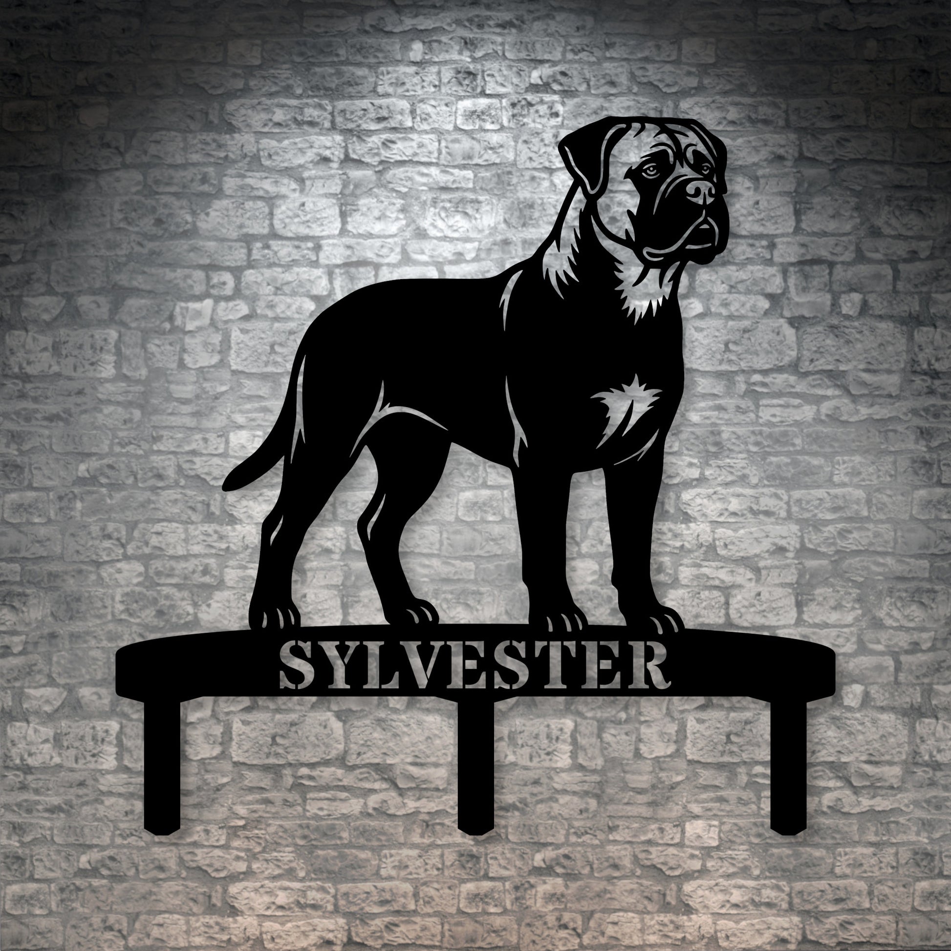 Personalized Bullmastiff Garden Metal Sign With Stakes. Custom Dog Name Gift