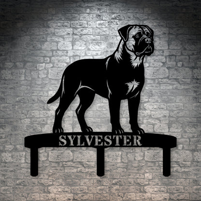 Personalized Bullmastiff Garden Metal Sign With Stakes. Custom Dog Name Gift