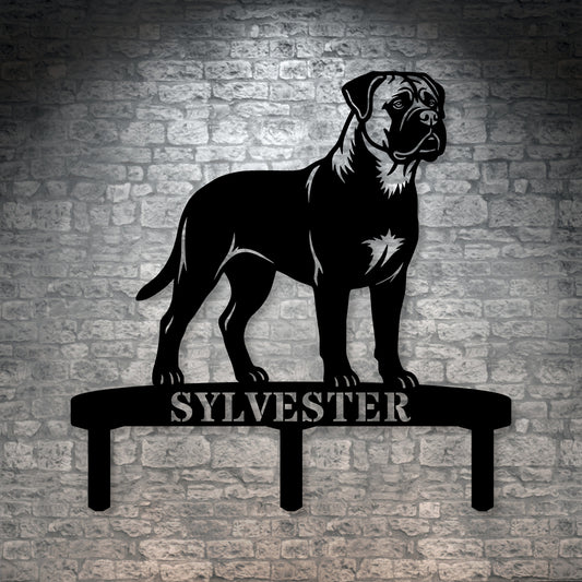 Personalized Bullmastiff Garden Metal Sign With Stakes. Custom Dog Name Gift