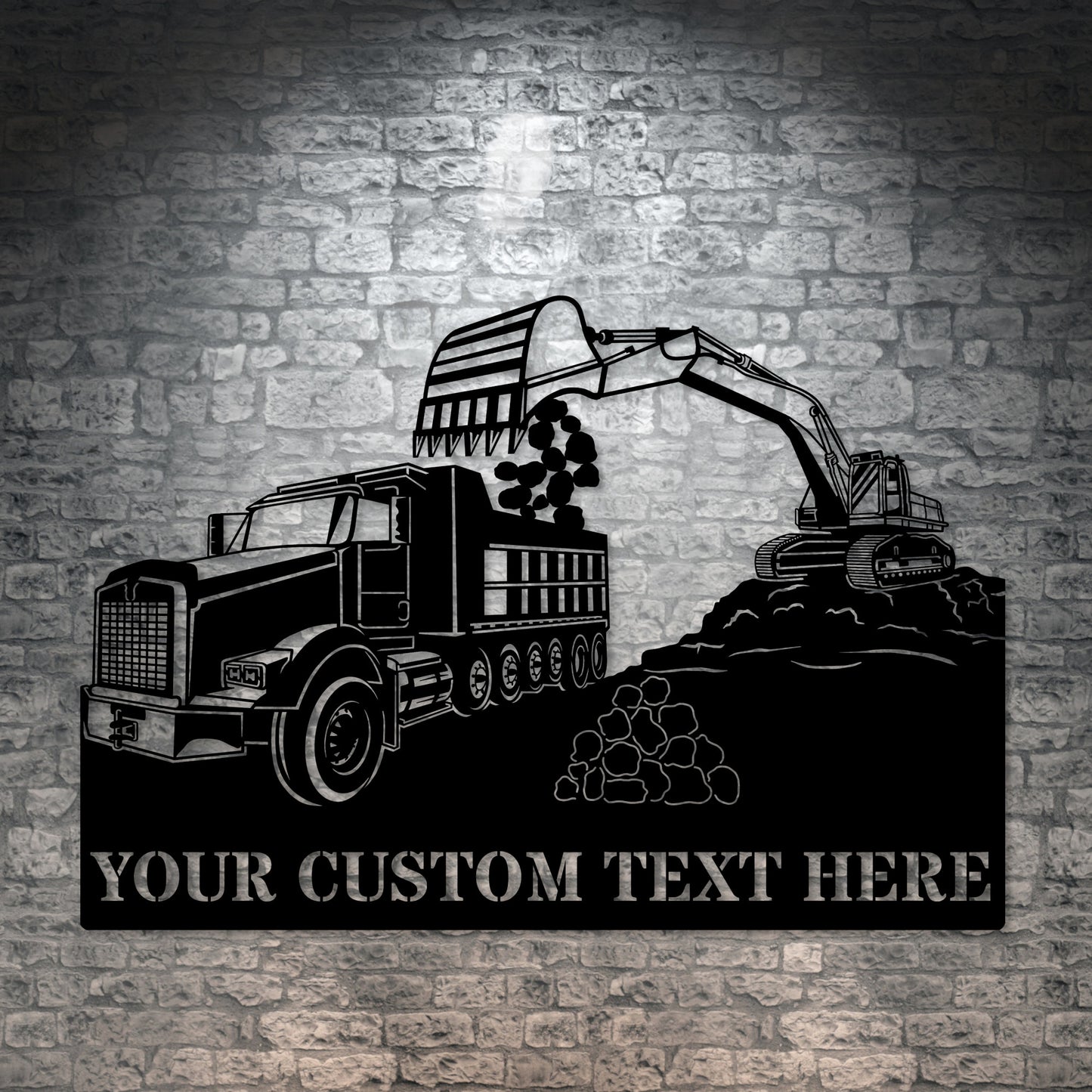 Personalized Excavator Loading Truck Metal Sign Gift. Custom Excavator Operator Wall Hanging. Truck Driver Wall Decor. Machine Operator Gift