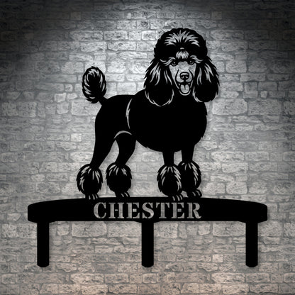 Poodle Personalized  Garden Metal Sign With Stakes. Custom Dog Name Gift