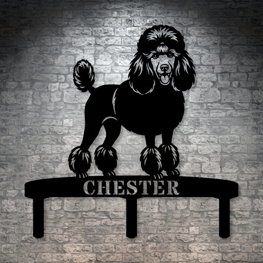 Poodle Personalized  Garden Metal Sign With Stakes. Custom Dog Name Gift