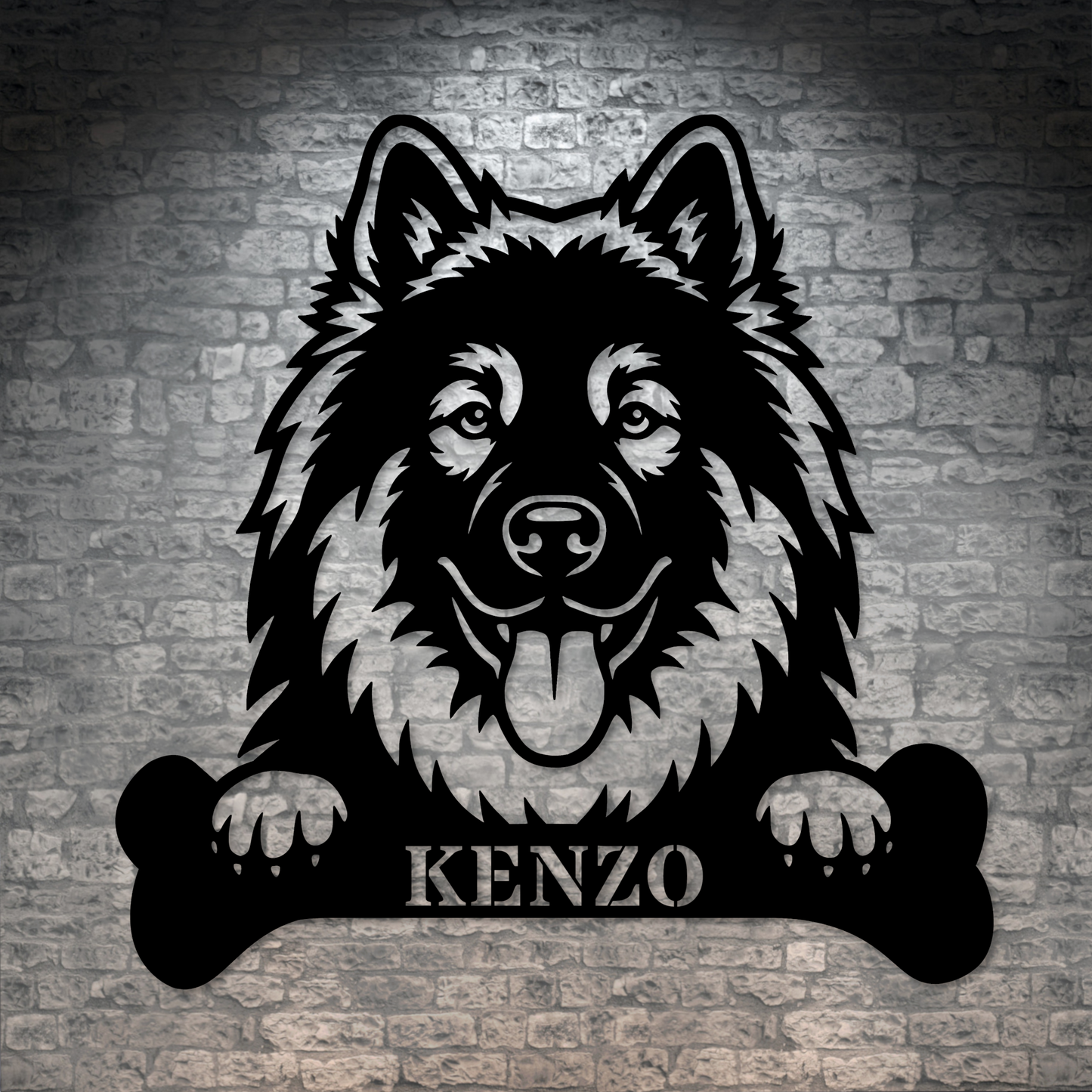 Personalized Eurasier With Bone Metal Sign Gift. Custom Dog Name Decor