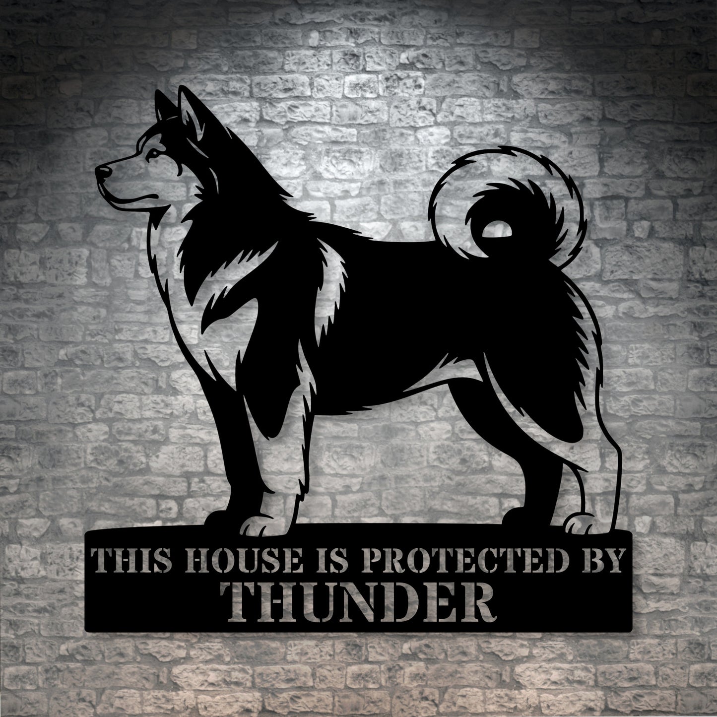 Personalized Alaskan Malamute Guard Metal Sign. Custom Dog Name Wall Decor