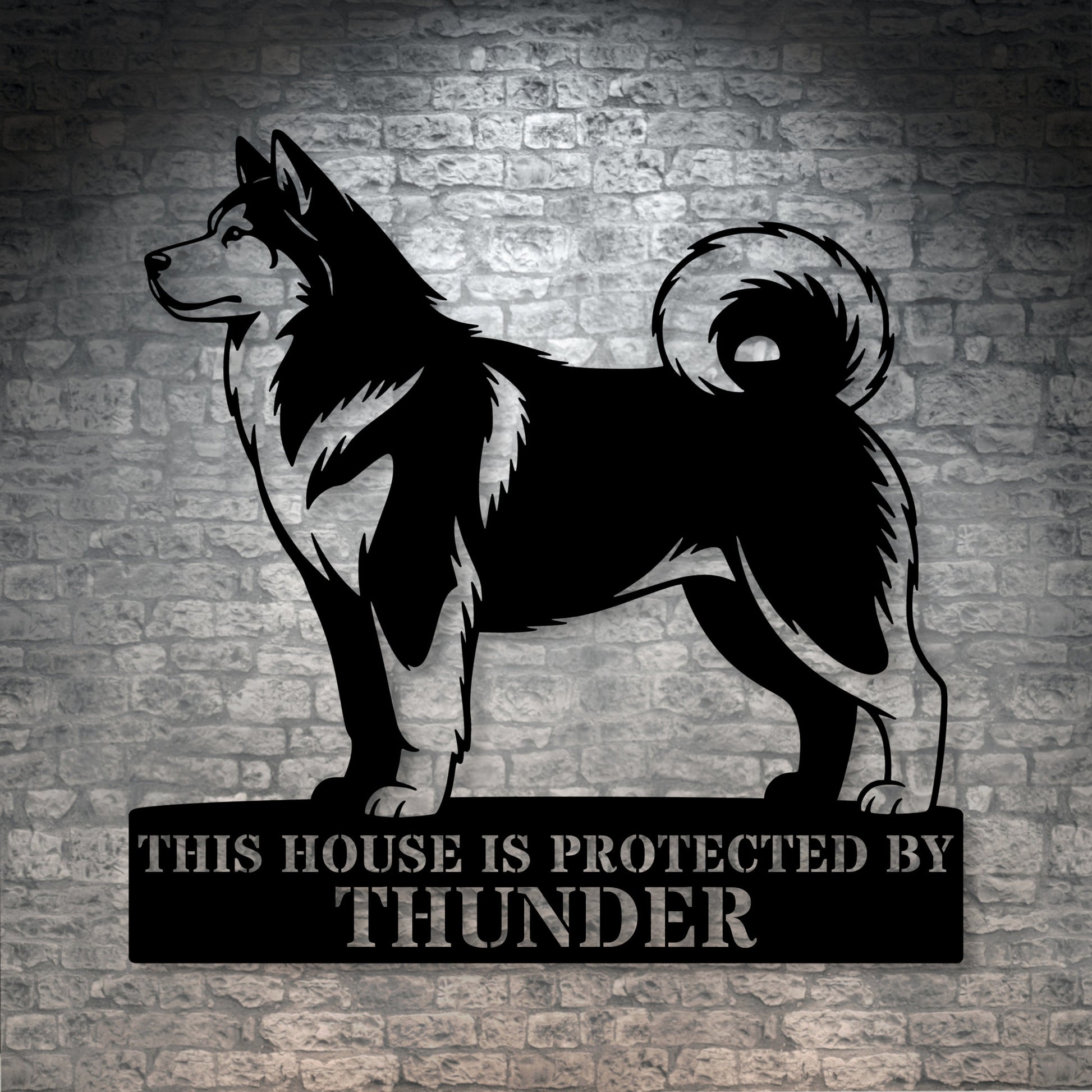 Personalized Alaskan Malamute Guard Metal Sign. Custom Dog Name Wall Decor