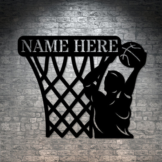 Personalized Basketball Player Name Metal Sign. Custom Basket Wall Decor Gift. Basket Display Wall Hanging. Customized Sports Birthday Gift