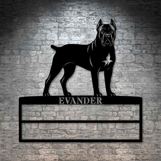 Personalized Cane Corso Rosette Name Metal Sign. Custom Dog Champion Ribbon Display