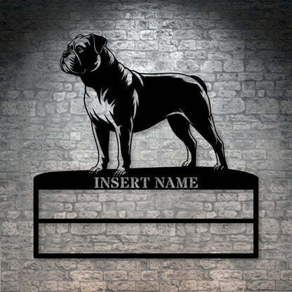 Personalized American Bulldog Rosette Metal Sign Champion Display