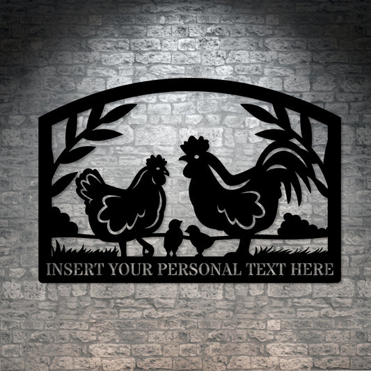 Personalized Chicken Farm Metal Sign Gift In Black