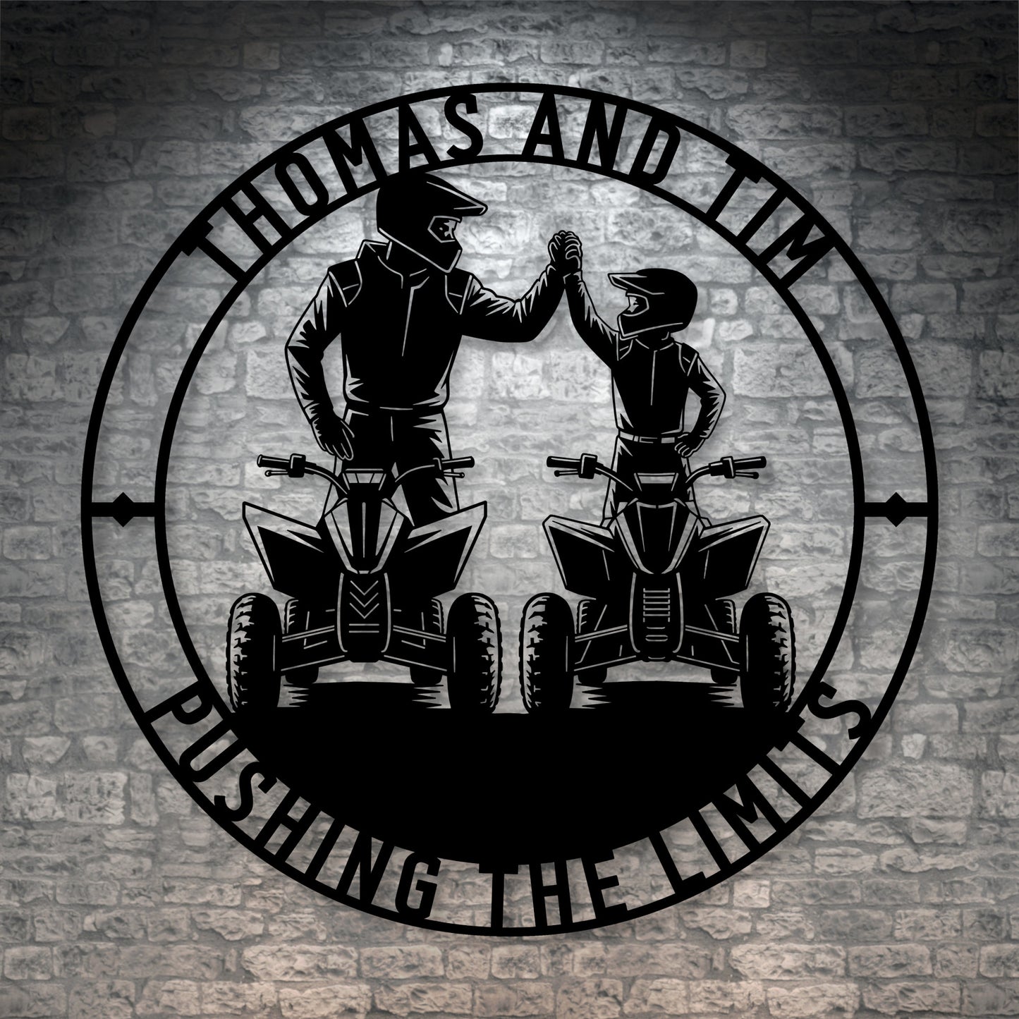 Personalized Father And Son ATV Metal Sign. Custom Quadbike Wall Decor