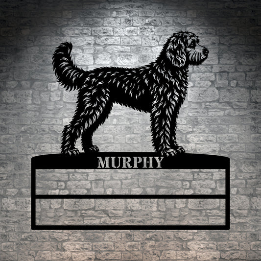 Personalized Doodle Rosette Metal Sign. Dog Champion Name Ribbon Display