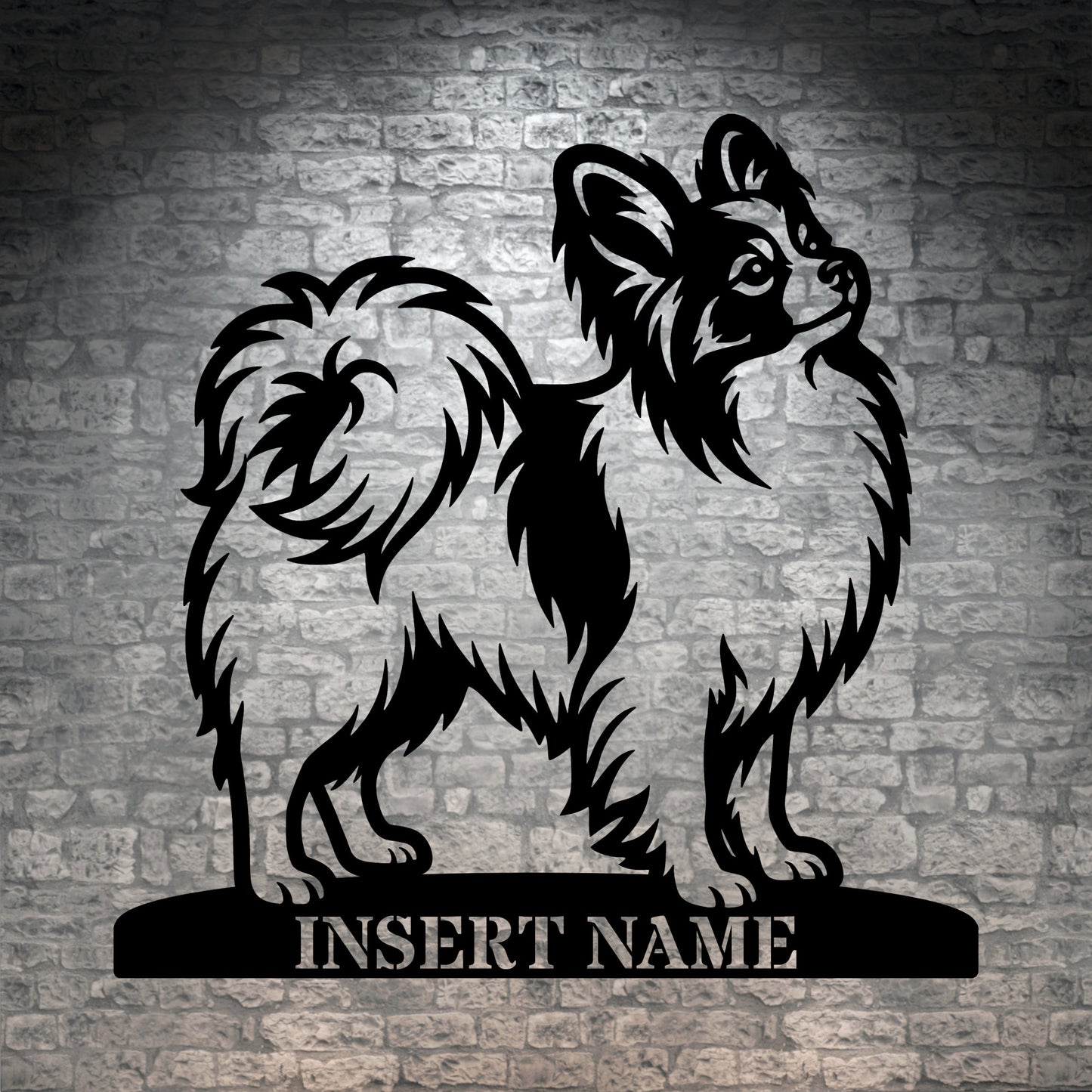 Personalized Papillon Dog Name Metal Sign. Custom Dog Owner Wall Decor Gift
