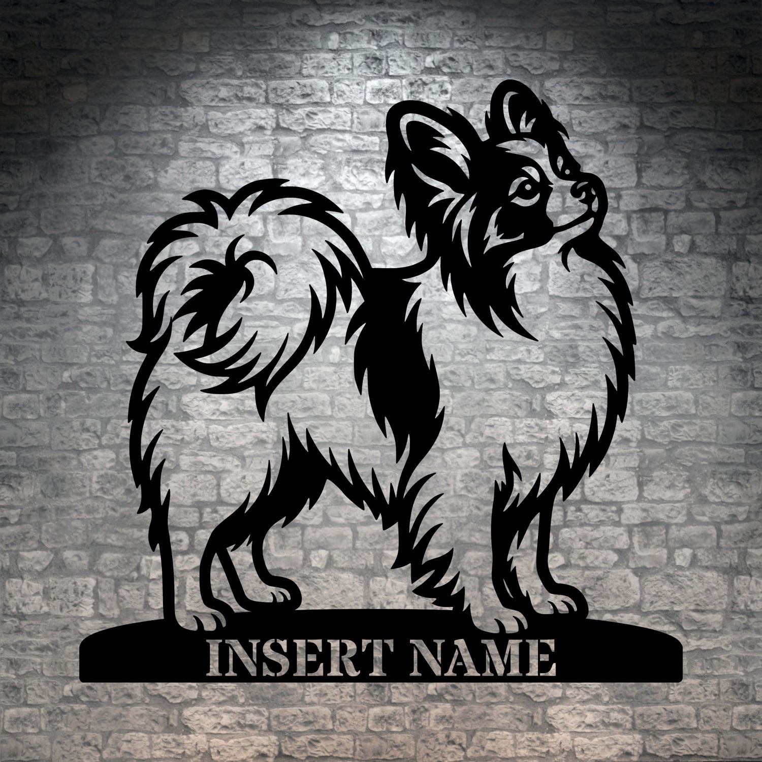 Personalized Papillon Dog Name Metal Sign. Custom Dog Owner Wall Decor Gift
