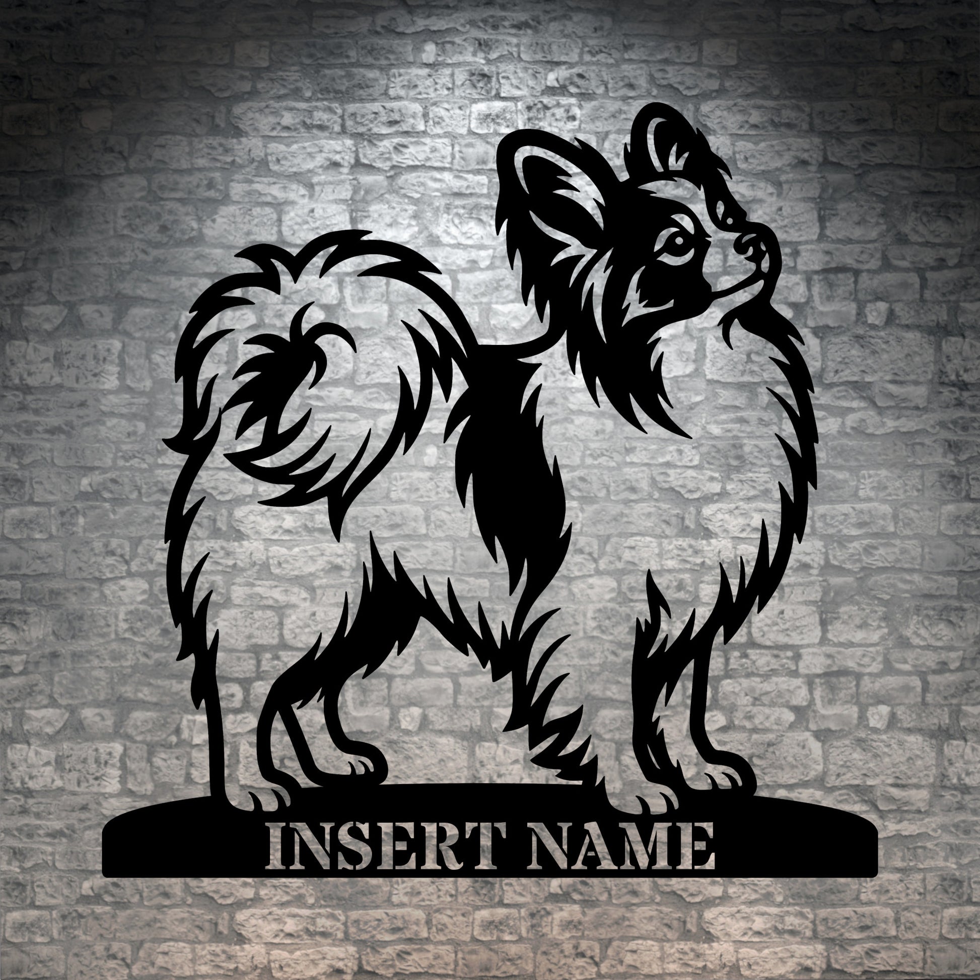Personalized Papillon Dog Name Metal Sign. Custom Dog Owner Wall Decor Gift
