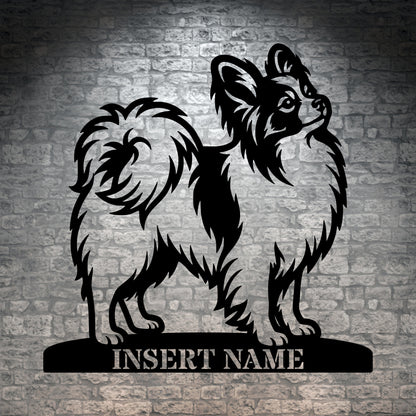 Personalized Papillon Dog Name Metal Sign. Custom Dog Owner Wall Decor Gift