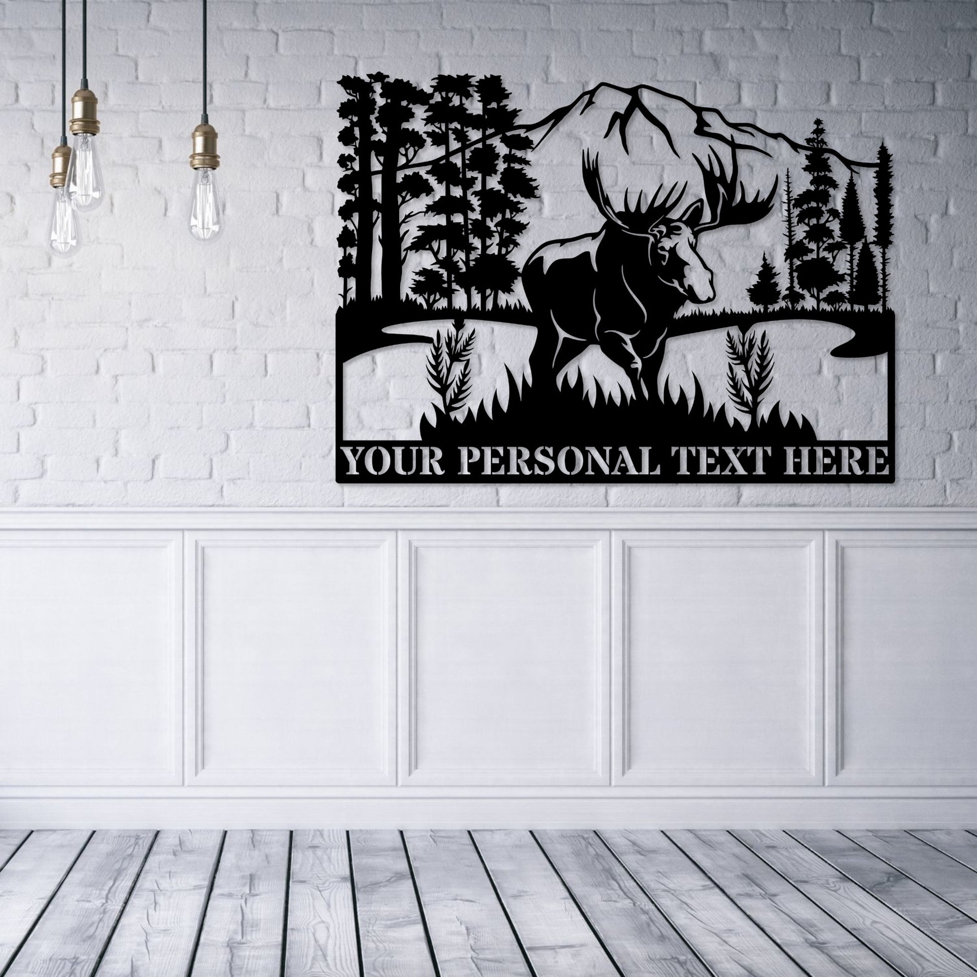 Personalized Wildlife Moose Name Metal Sign Gift. Custom Landscape Wall Art Decor. Moose Steel Sign Monogram. Mountain Moose Nature Display