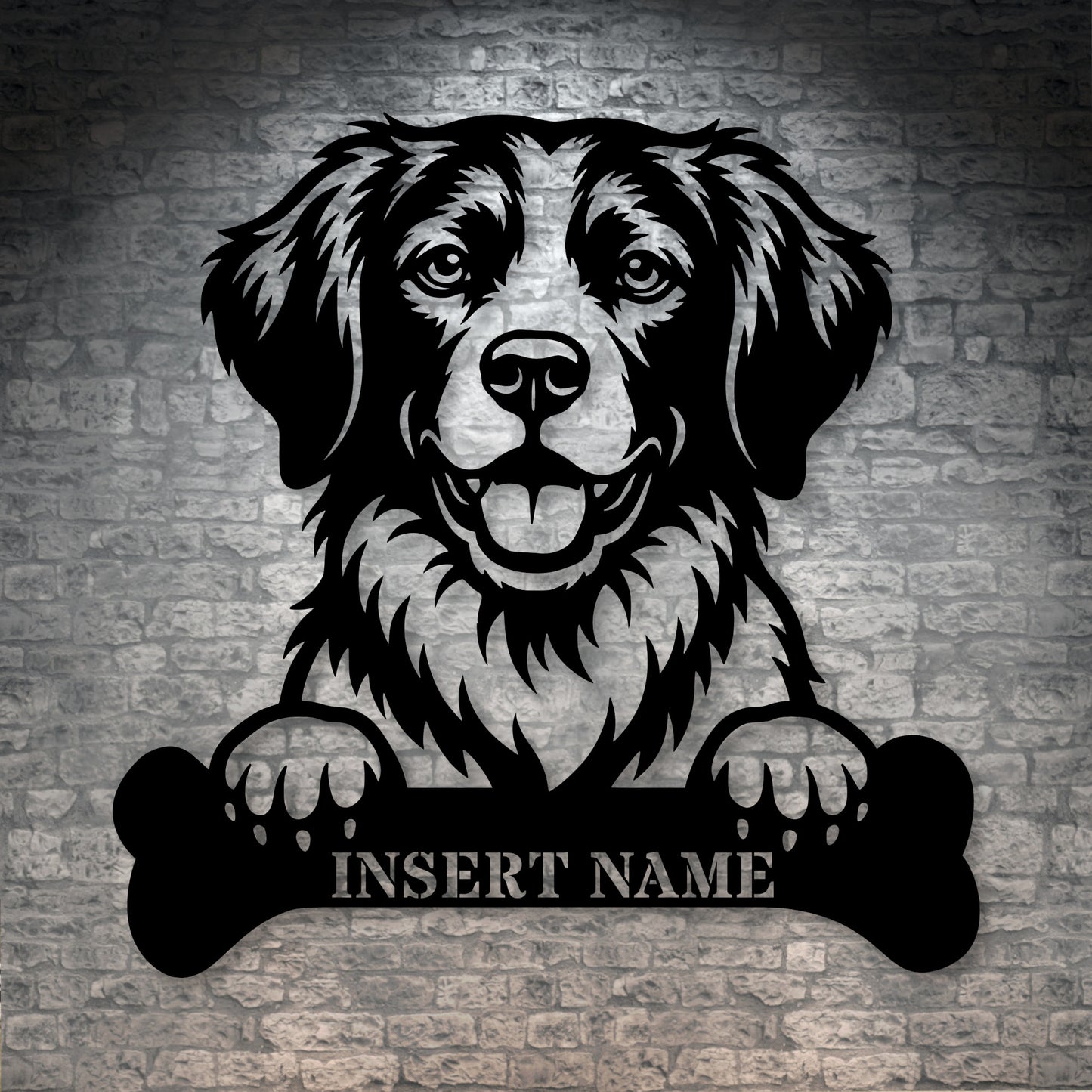 Personalized Brittany Dog With Bone Metal Sign. Custom Dog Name Decor