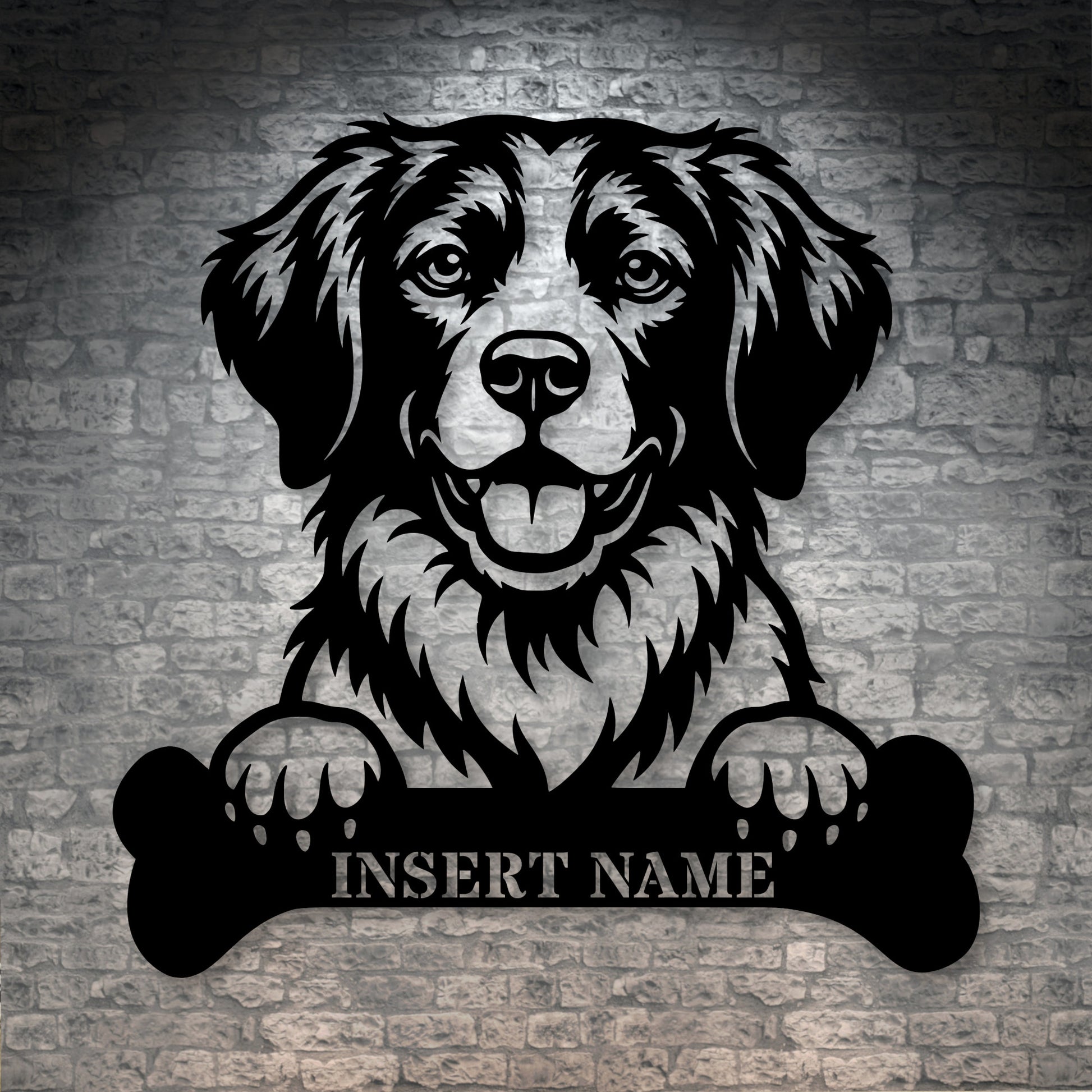 Personalized Brittany Dog With Bone Metal Sign. Custom Dog Name Decor