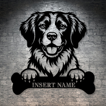Personalized Brittany Dog With Bone Metal Sign. Custom Dog Name Decor