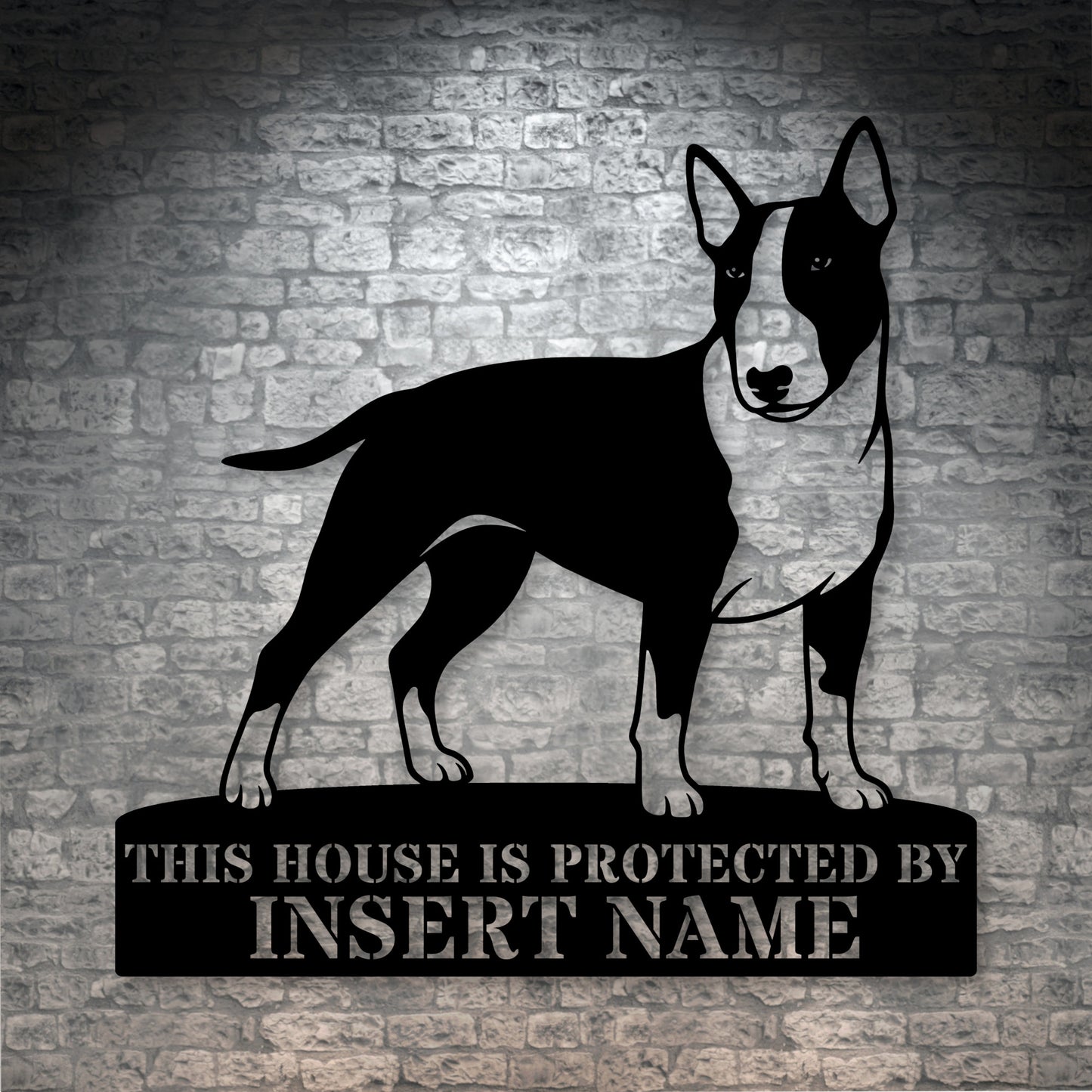 Personalized Bull Terrier Guard Metal Sign. Custom Dog Name Wall Decor