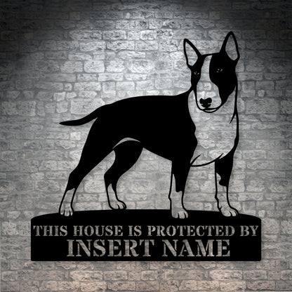 Personalized Bull Terrier Guard Metal Sign. Custom Dog Name Wall Decor