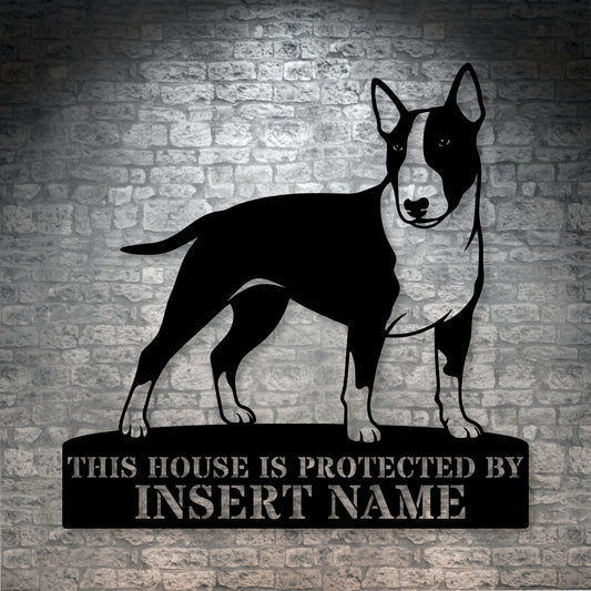 Personalized Bull Terrier Guard Metal Sign. Custom Dog Name Wall Decor
