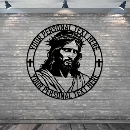 Personalized Jesus Face Metal sign Gift in black