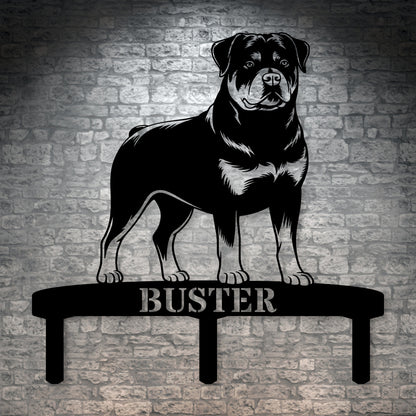 Personalized Rottweiler Garden Metal Sign With Stakes. Custom Dog Name Remembrance Gift