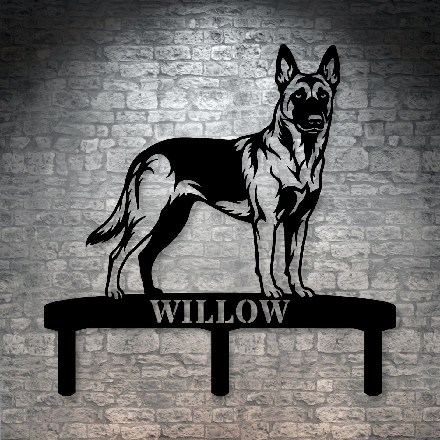 Personalized Belgian Malinois Garden Metal Sign With Stakes. Custom Dog Name Gift