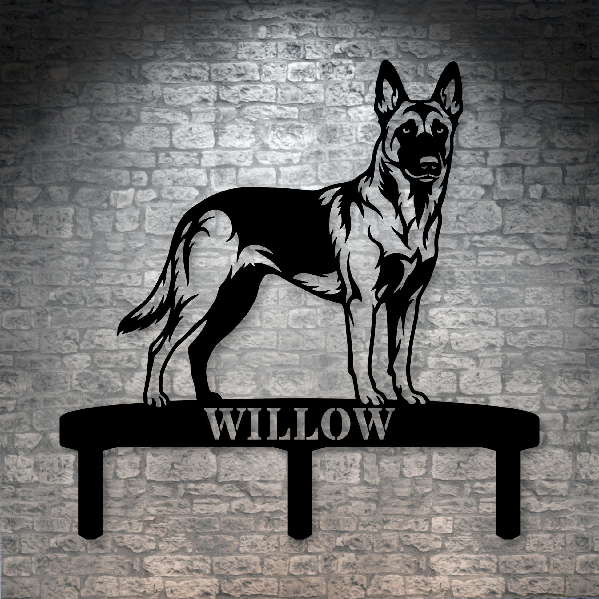 Personalized Belgian Malinois Garden Metal Sign With Stakes. Custom Dog Name Gift