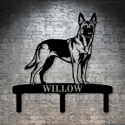 Personalized Belgian Malinois Garden Metal Sign With Stakes. Custom Dog Name Gift