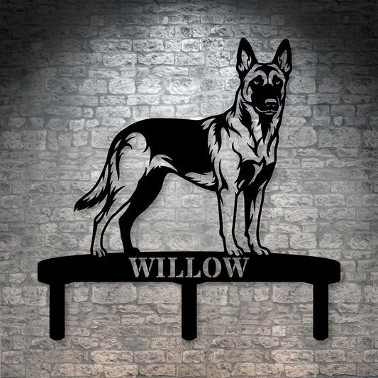 Personalized Belgian Malinois Garden Metal Sign With Stakes. Custom Dog Name Gift