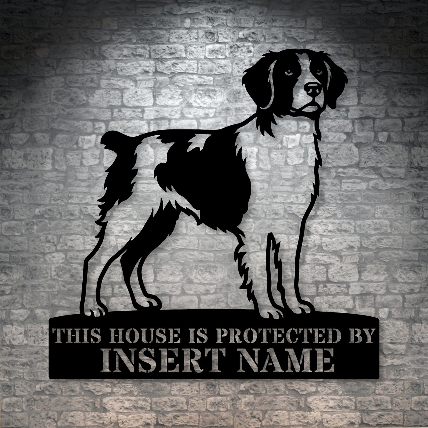 Personalized Brittany Dog Guard Metal Sign. Custom Dog Name Wall Decor