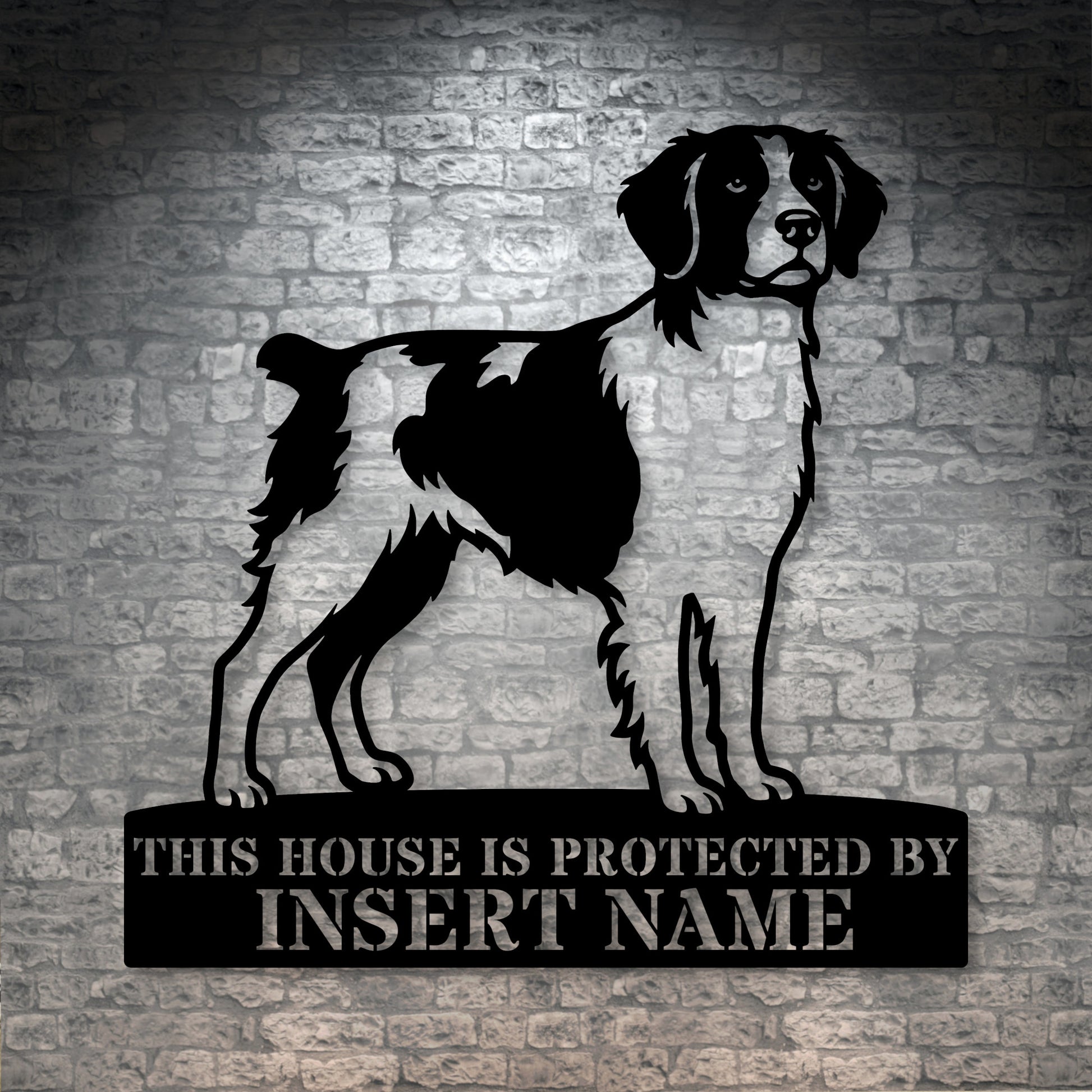 Personalized Brittany Dog Guard Metal Sign. Custom Dog Name Wall Decor