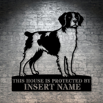 Personalized Brittany Dog Guard Metal Sign. Custom Dog Name Wall Decor